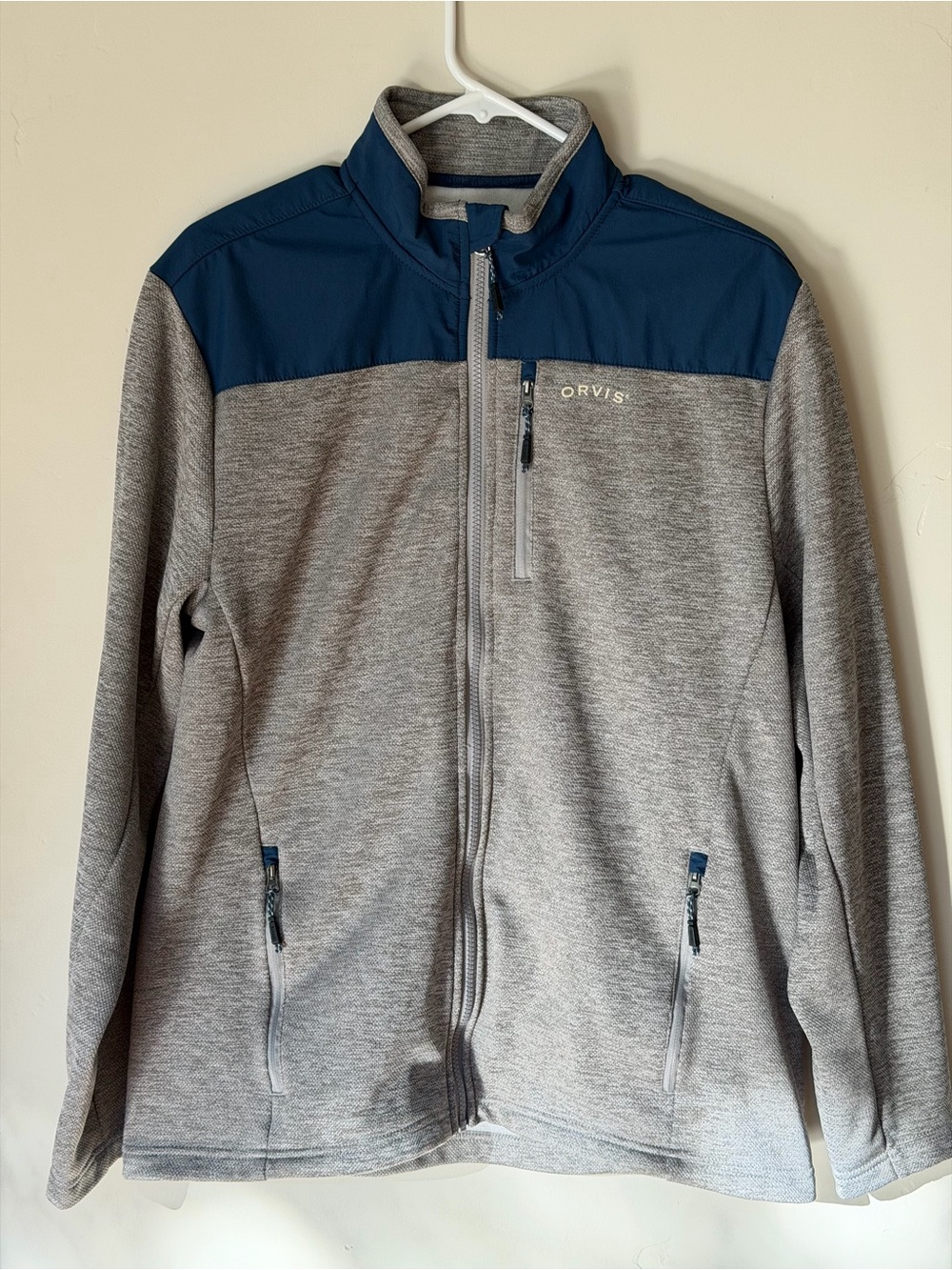 Orvis Two-Tone Gray and Navy Lightweight Full-Zip Jacket